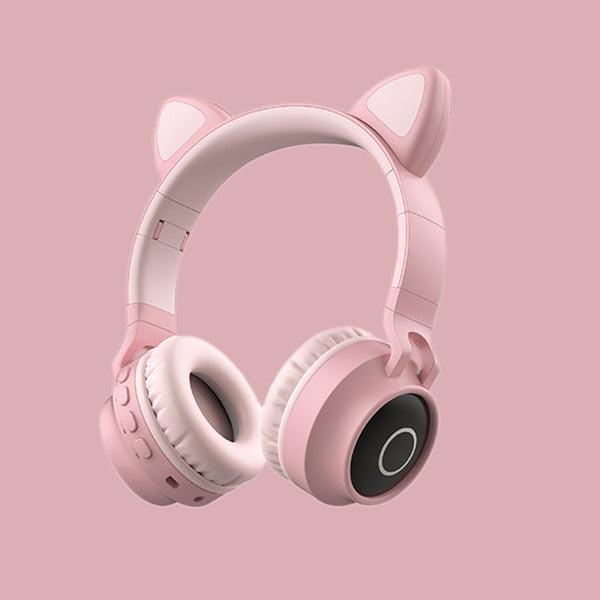 "Faltbares LED Licht Katzenohr Bluetooth 5.0 Kopfhörer - Kabelloses, Tragbares Headset mit Mikrofon - Ideal Geschenk für Kinder"