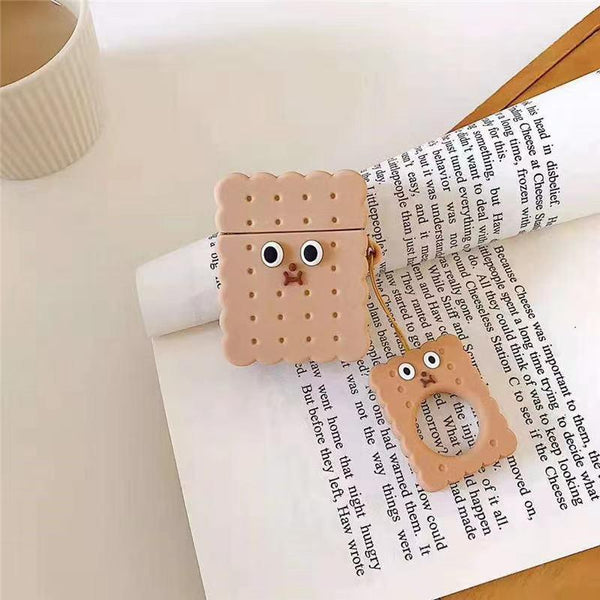 "Schützende Silikonhülle für Apple Bluetooth Kopfhörer - Bär Cartoon Design in Braun"