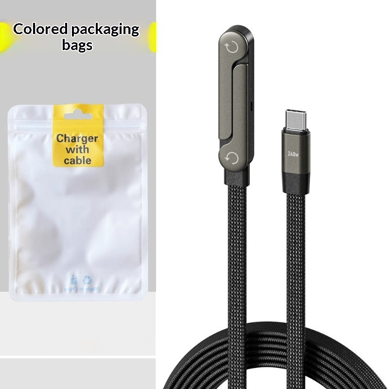 "240W Multifunktionaler Schnellladeständer mit Gewebtem Datenkabel - Lightning, Micro USB, Typ-C"