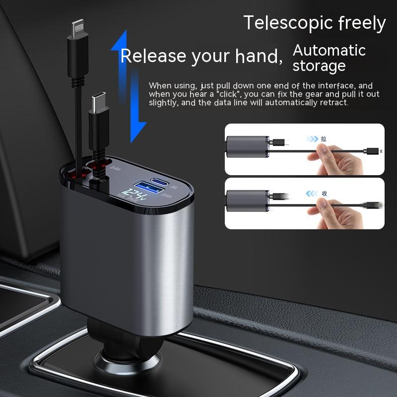 "Ultra-Schnell 100W Metall Auto Ladegerät - USB und TYPE-C Adapter mit Zigarettenanzünder - Einfache Handhabung und einstellbare Richtung"