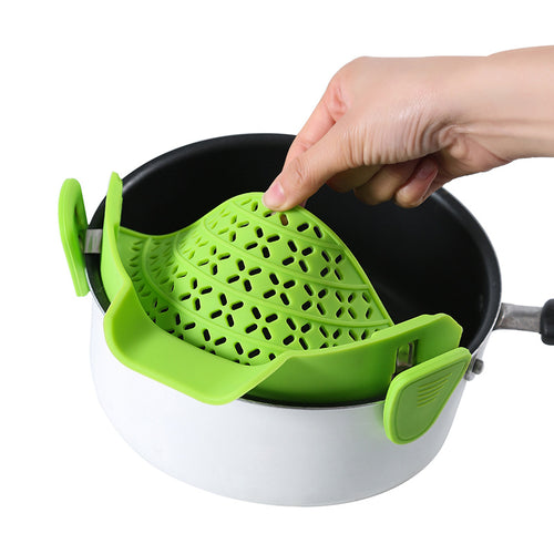 "Multifunktionale Küchenhelfer: Silikon-Topf-Seitenablaufstopper in Modernem Minimalistischem Design"