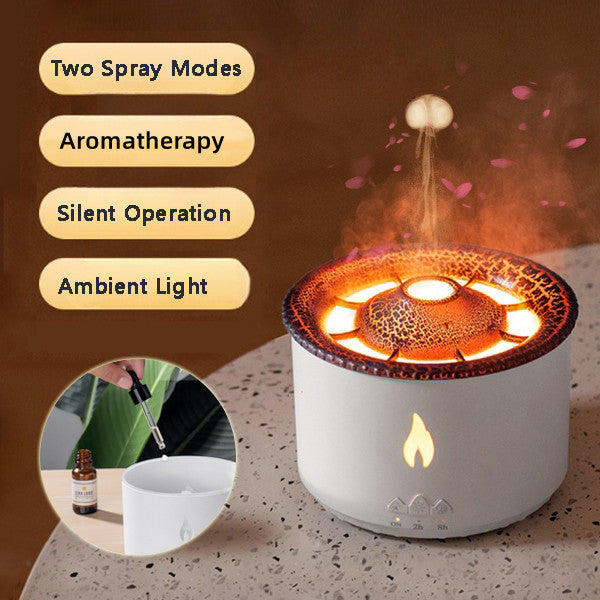 "Kreativer Ultraschall Aroma-Diffusor mit Vulkan & Quallen-Lichteffekten - Luftbefeuchter für Entspannung und Wohlbefinden"