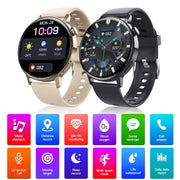 "Intelligente Bluetooth-Anruf Smartwatch 1.32 Zoll, Gesundheits Sportarmband, Wasserdicht, Magnetisches Saugaufladen - Schwarz und Rosegold"