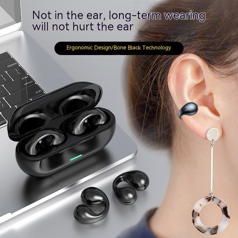 "Premium TWS Bluetooth 5.3 Headset - Komfortables Tragen, Nicht im Ohr, Sportliches Knochenleitung, Wasserdicht & Unterstützt Musik - Schwarz/Weiß"