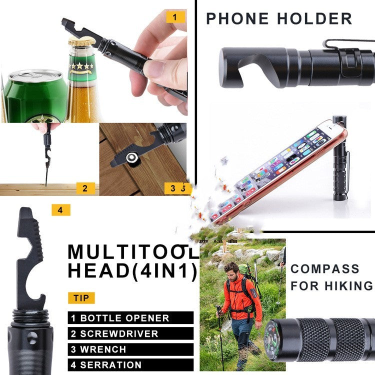 "Multifunktionaler Tactical Pen - Robustes Outdoor Survival Tool mit Kompass & Flaschenöffner"