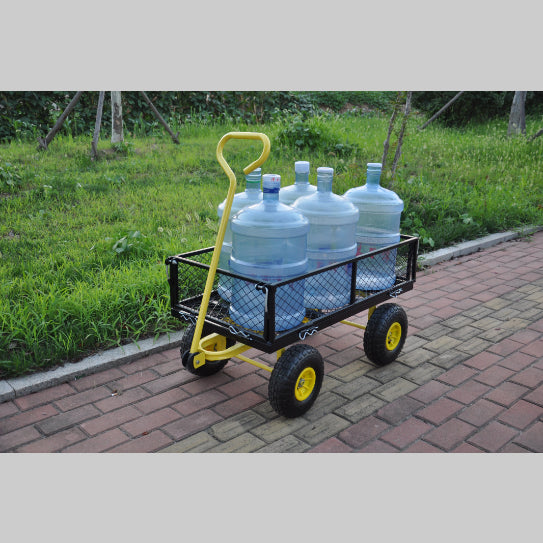 "Robuster Stahl Gartenwagen mit schwenkbarem Griff und abnehmbaren Seiten - Praktischer Heavy Duty Gartenkarren und Trolley"