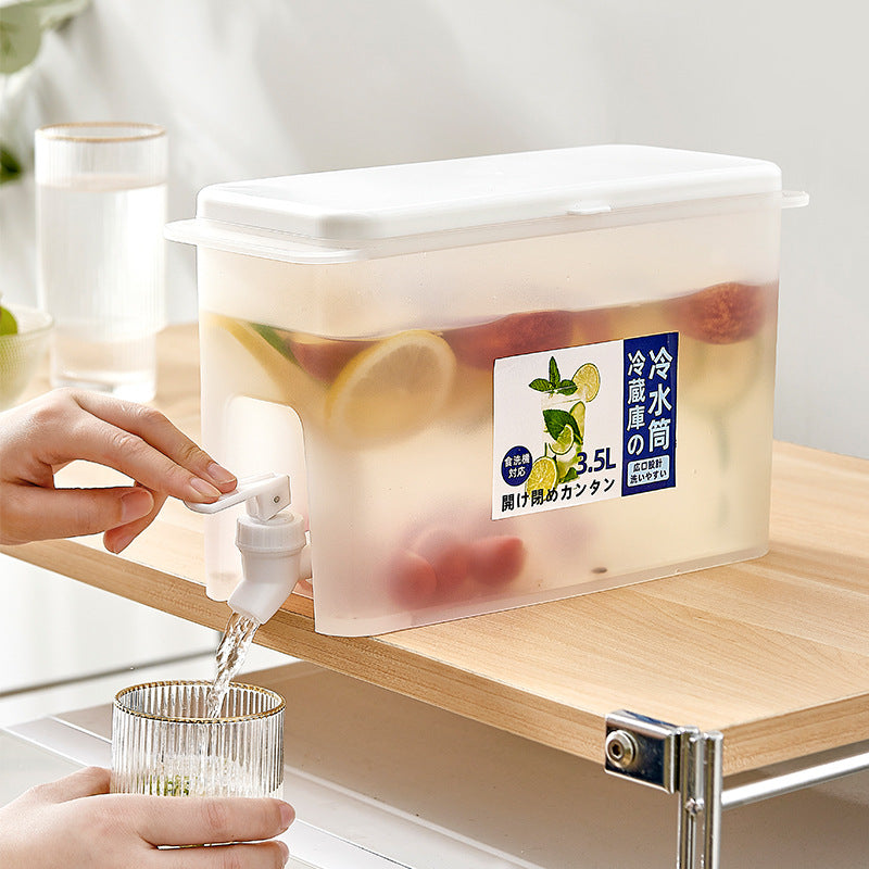 "Großkapazität Kühlschrank Aufbewahrungskrug mit Wasserhahn, Lebensmittelechter PP-Kunststoff, 3.5L - Ideal für Säfte und Eistee"