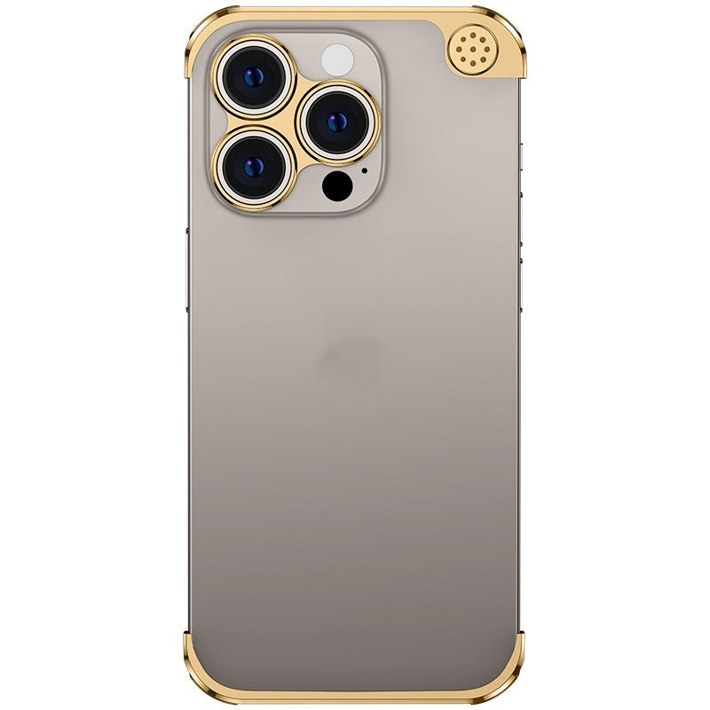 "Universelle Aromatherapie-Metallhandyhülle für iPhone 14 Modelle - Schutz und Luxus in Silber und Gold"