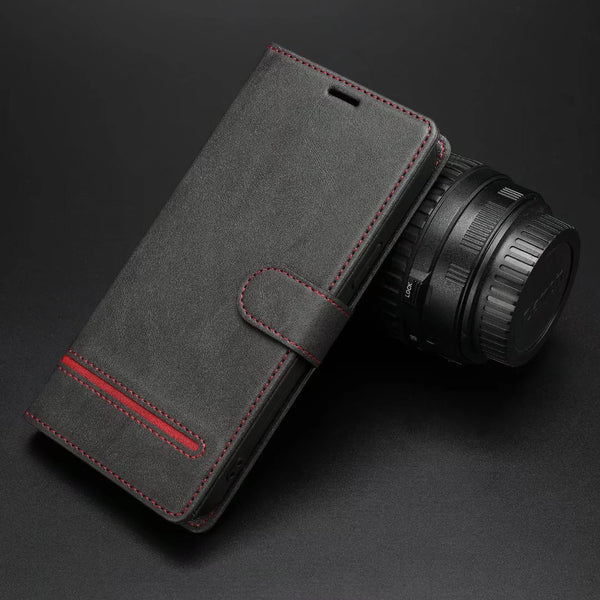 "Business-Stil PU-Leder Flip Handyhülle mit Kartensteckplatz - Kompatibel mit Samsung und iPhone, Verschiedene Farben"
