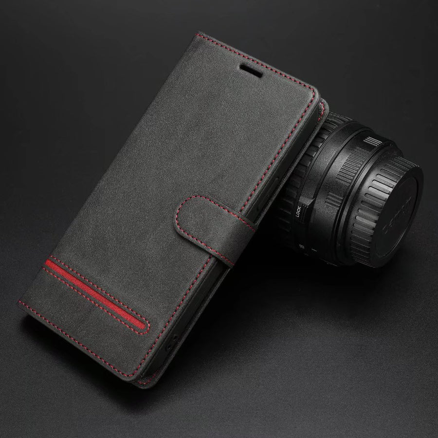 "Business-Stil PU-Leder Flip Handyhülle mit Kartensteckplatz - Kompatibel mit Samsung und iPhone, Verschiedene Farben"