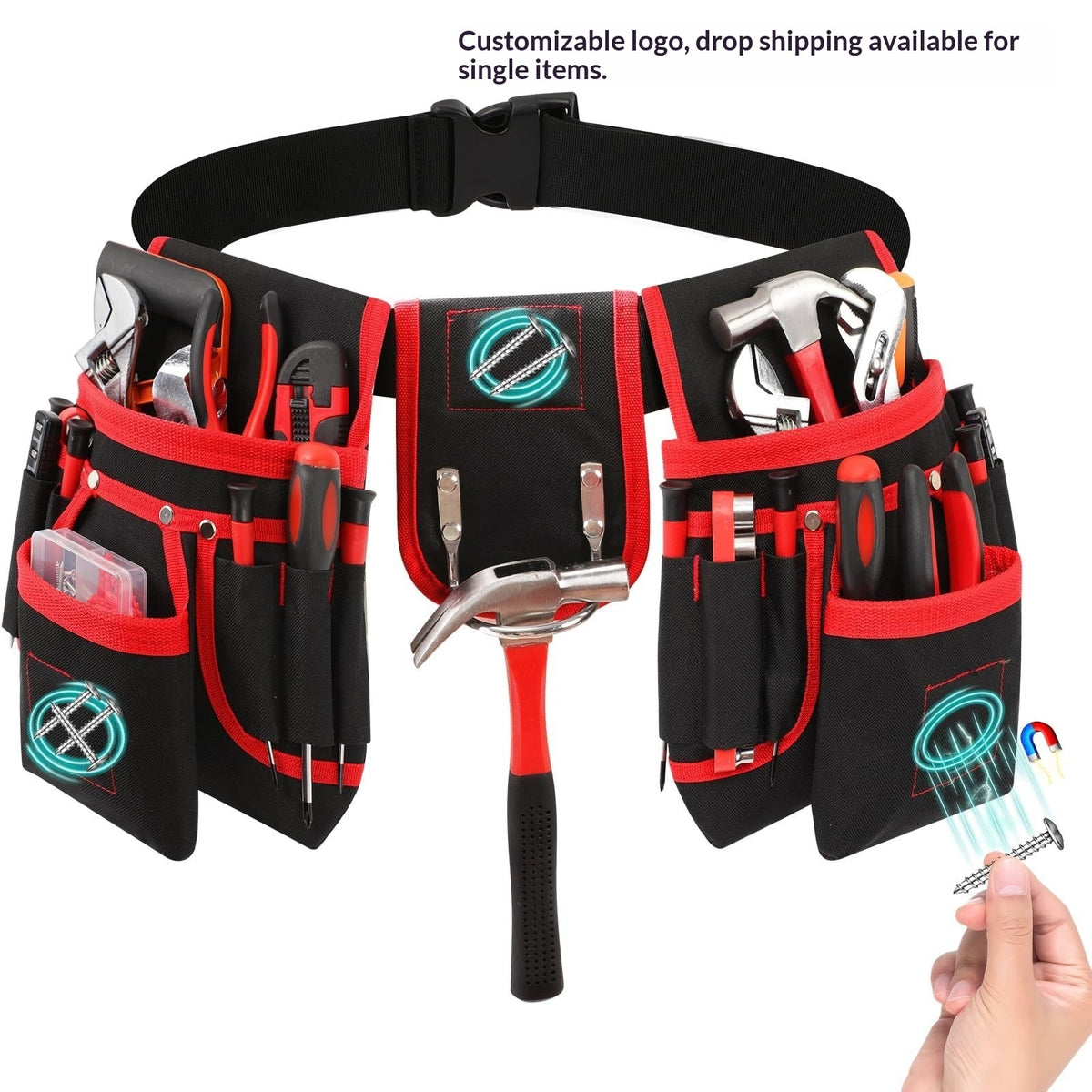 "Multifunktionale Elektriker-Tasche aus verstärktem Canvas - Oxford Stoff Hüfttasche ohne Verschluss"