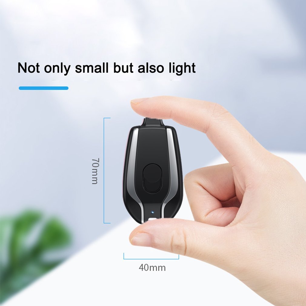 "Ultra-Kompakte 1500mAh Mini-Notfall-Powerbank mit Typ-C und Karabiner - Robust, Schnellladend & Immer Einsatzbereit"