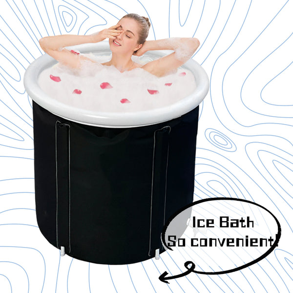 "Tragbares Eisbad aufblasbarer PVC-Luftring - Haushaltsbadewanne, faltbar für Outdoor-Erholungstherapie, extra geräumig, inkl. Wetterdeckel und Dreifach-Isolierung"