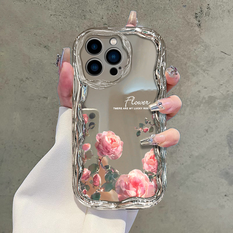 "Rosenblumen-Design Handyhülle: Hitzebeständig, Sturzsicher und Fingerabdruckresistent für iPhone Modelle - Silbergrau"
