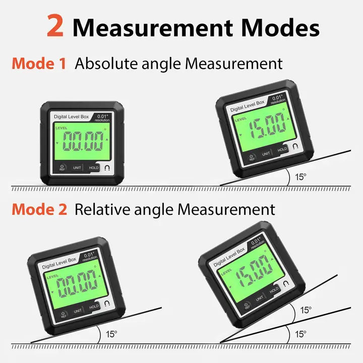 "Digitaler Elektronischer Winkelmesser Inclinometer mit LCD-Hintergrundbeleuchtung, Magnetbasis, Tragbar und Präzise - Multi-Messwerkzeug aus ABS-Kunststoff"