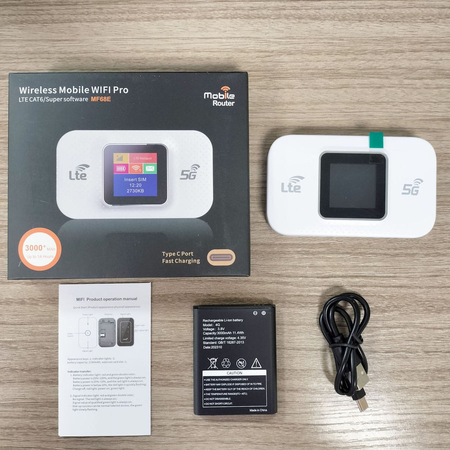 "Tragbarer 4G LTE 5G WIFI Router mit Farbbildschirm und Type-C Anschluss - Mobiles Internet jederzeit, überall"