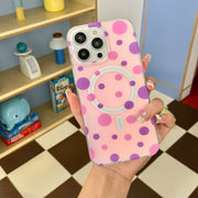 "Attraktive Magnetische Handyhülle mit Vierfarben-Punktmuster, Sturzschutz für iPhone, TPU PC Material"