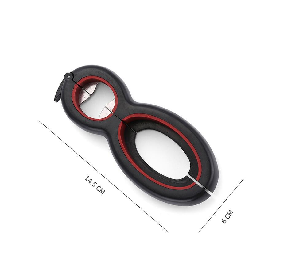 "Multifunktionaler 6-in-1 Dosenöffner - Einfache Handhabung, Ergonomisches Design, Ideal für Küche und Reisen"