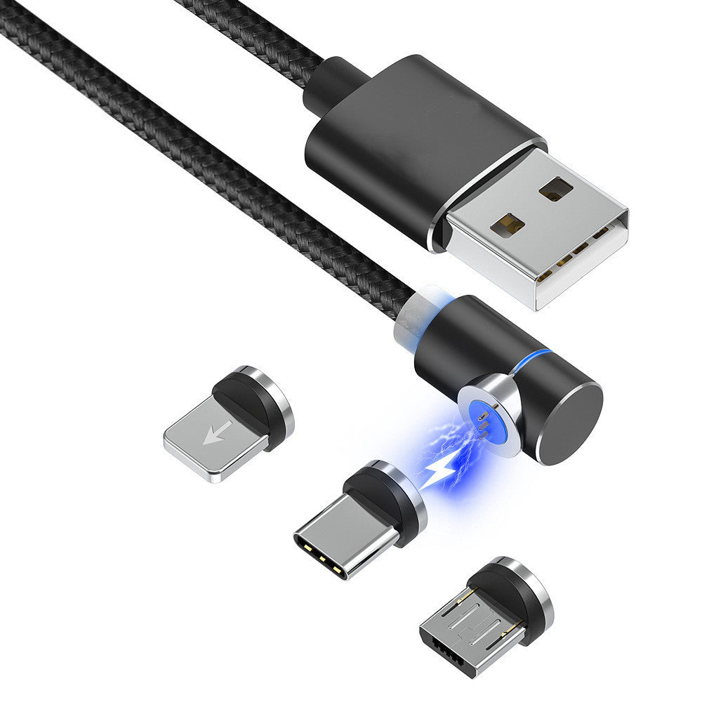 "360 Grad Drehbares Magnetisches LED Ladekabel - USB & USB Typ-C - Schnellladung, Datenübertragung und Smartphone-Schutz"