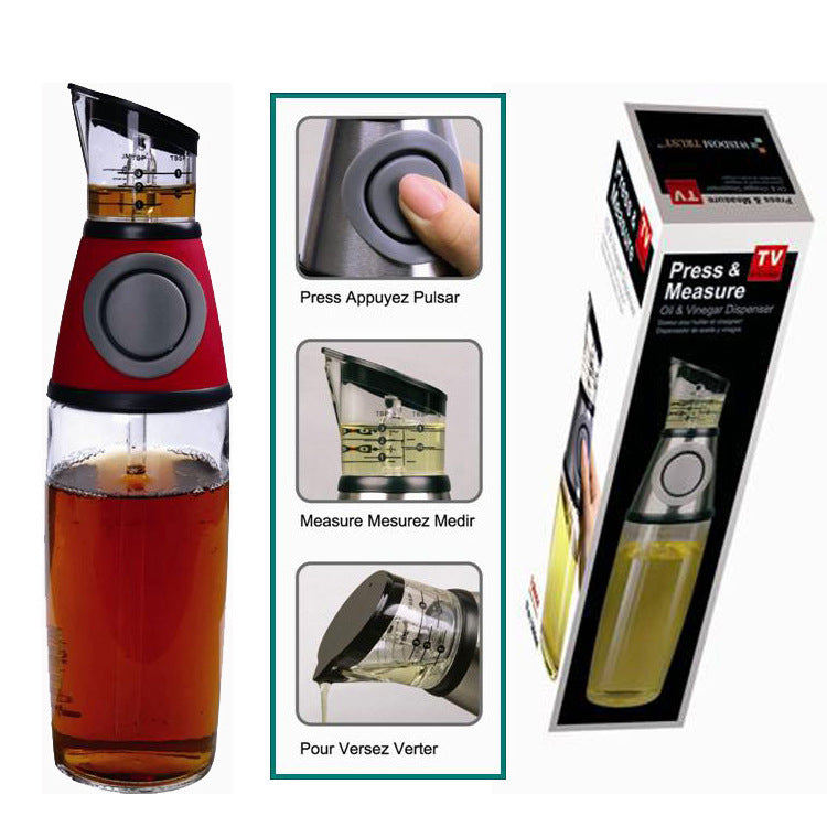 "Premium 500ml Ölflasche aus Hochweißglas, Messbar & Küchengeeignet - Unterschiedliche Designs in Rot erhältlich"