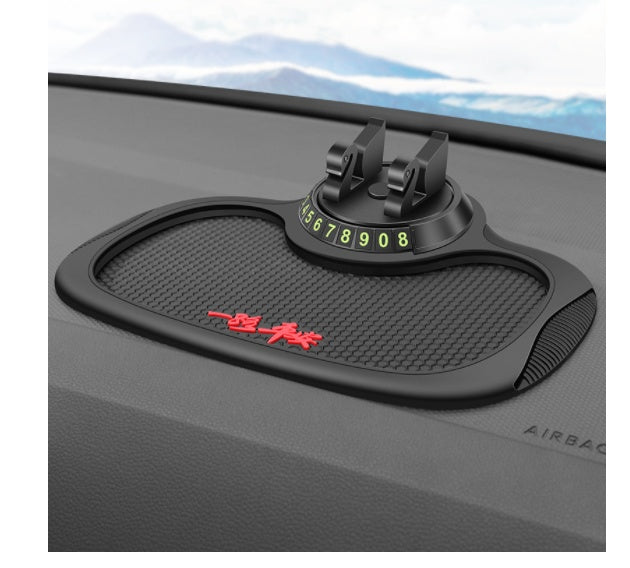 "4-in-1 Rutschfestes Auto-Telefon-Pad mit Parknummern-Karte, 360° Handyhalterung und Aromatherapie-Fach - Sichere und organisierte Fahrerlebnis"
