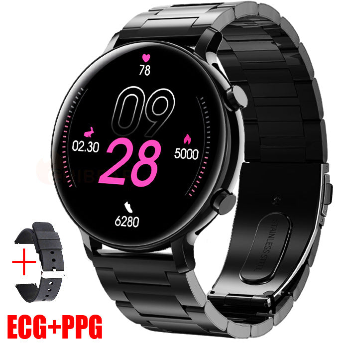 "Edelstahl Business Smartwatch mit Bluetooth Anruf, Herzfrequenzmonitor und Wasserdicht Funktion"