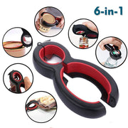 "Multifunktionaler 6-in-1 Dosenöffner - Einfache Handhabung, Ergonomisches Design, Ideal für Küche und Reisen"