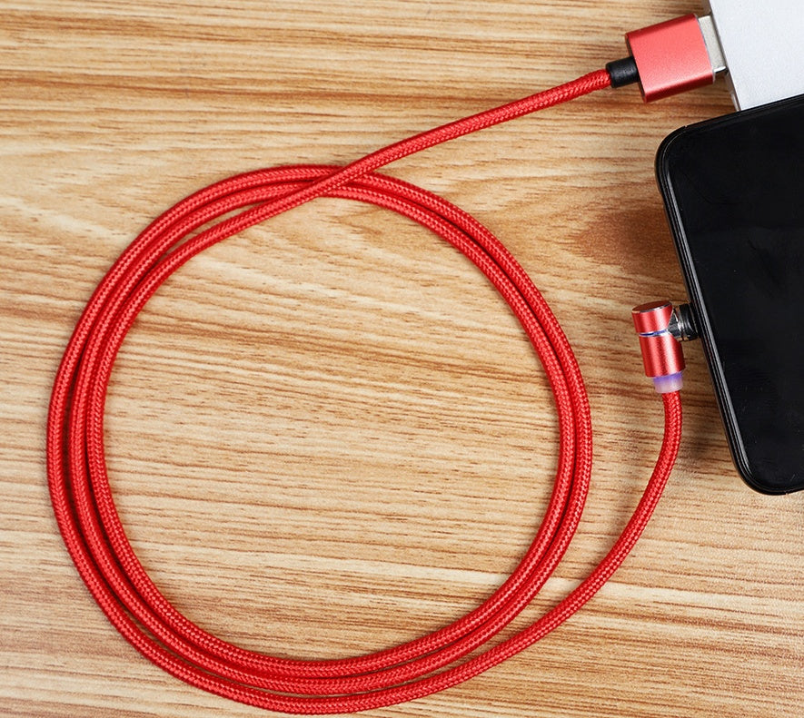 "360 Grad Drehbares Magnetisches LED Ladekabel - USB & USB Typ-C - Schnellladung, Datenübertragung und Smartphone-Schutz"