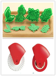 "Praktischer Teig-Rad-Schneider für Torten und Pizza, Rostfreies Kunststoff-Rollrad, Leicht zu Reinigen, Rot-Weiß, 10x8cm"