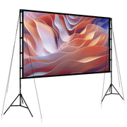 "Premium 4K HD Projektor Leinwand 120/100 Zoll mit Standfuß - Faltenfrei, Tragbar, für Innen- und Außenkino - Inklusive Tragetasche"