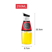 "Premium 500ml Ölflasche aus Hochweißglas, Messbar & Küchengeeignet - Unterschiedliche Designs in Rot erhältlich"