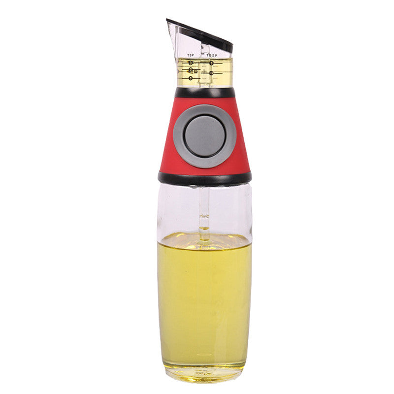 "Premium 500ml Ölflasche aus Hochweißglas, Messbar & Küchengeeignet - Unterschiedliche Designs in Rot erhältlich"