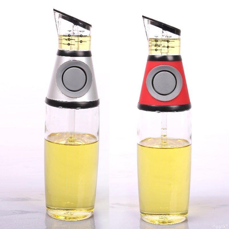 "Premium 500ml Ölflasche aus Hochweißglas, Messbar & Küchengeeignet - Unterschiedliche Designs in Rot erhältlich"