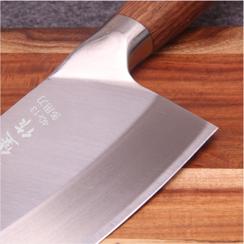 "Hochwertiges Edelstahl Küchenmesser mit gelbem Holzgriff, 19,8cm Klingenlänge"