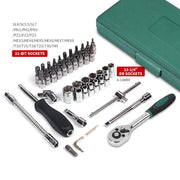 "46-teiliges Autoreparatur-Set: Hochwertiger Ratschen-Drehmomentschlüssel, Steckschlüsselsatz & Werkzeugkombination - ideal für Mechanik & Autoinstandsetzung"