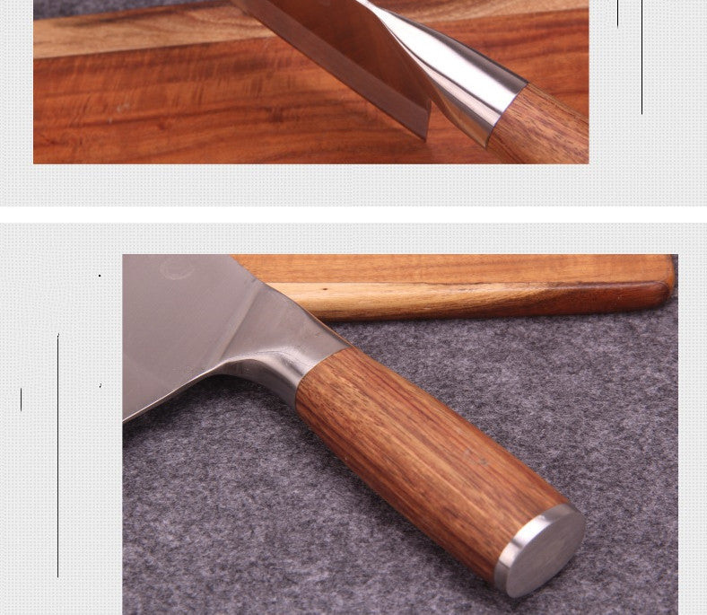 "Hochwertiges Edelstahl Küchenmesser mit gelbem Holzgriff, 19,8cm Klingenlänge"