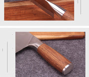 "Hochwertiges Edelstahl Küchenmesser mit gelbem Holzgriff, 19,8cm Klingenlänge"