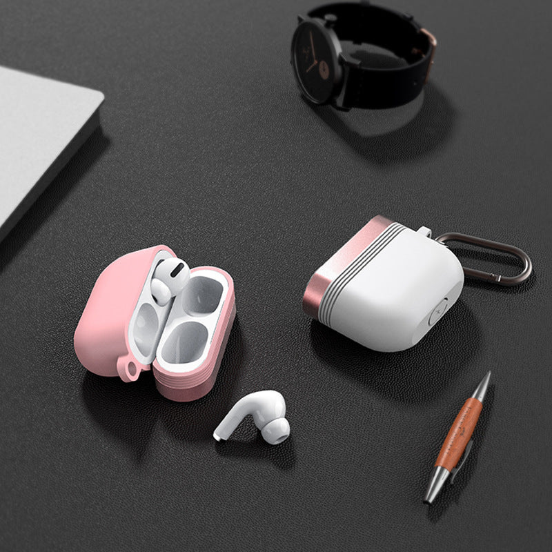 "Premium Silikon und Aluminium Airpods Pro Schutzhülle - Kompatibel mit iPhone Modellen, Inklusive Karabiner"