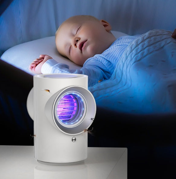 "Effiziente Mückenabwehr-Lampe für Schwangerschaft & Babyzimmer - Leise, Physikalische Saug-Moskito-Tötung, ABS+PP+PC, Weiß/Dunkelblau"
