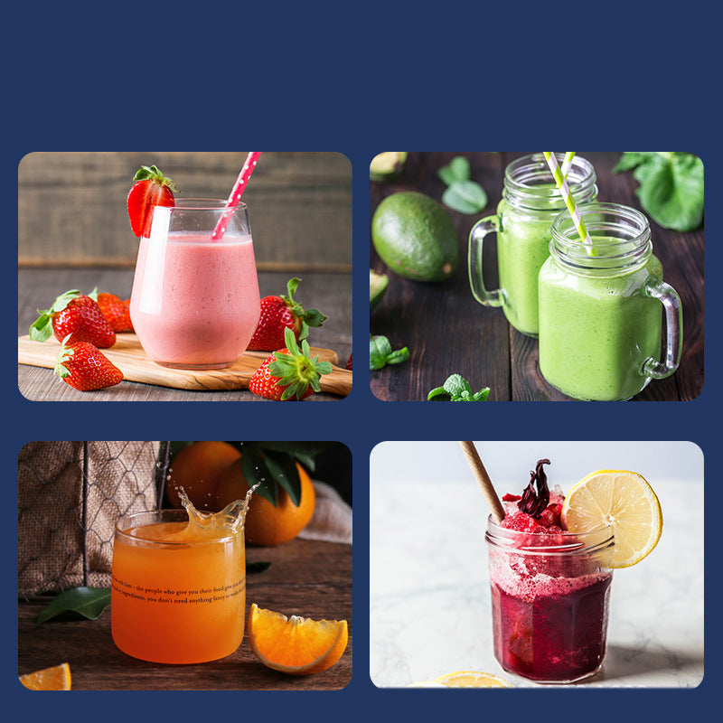 "Tragbarer 6-Klingen-Mini-Saftpresse Mixer: Smoothie-Zubereiter, Obstquetscher & Eiszerkleinerer, USB aufladbar, 140W Leistung, Dunkelblau"