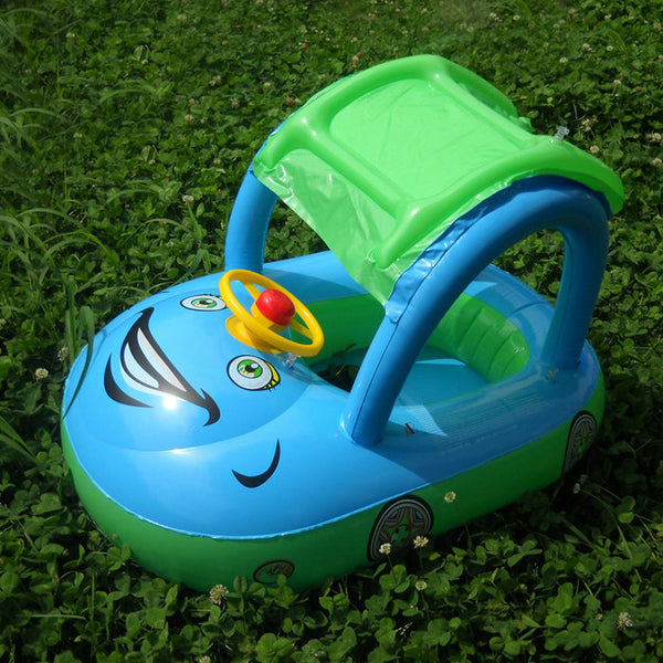"Authentischer Baby-Schwimmring mit Sonnenschutzdach im Auto-Boot-Design - Kleinhandel und Großhandel verfügbar"