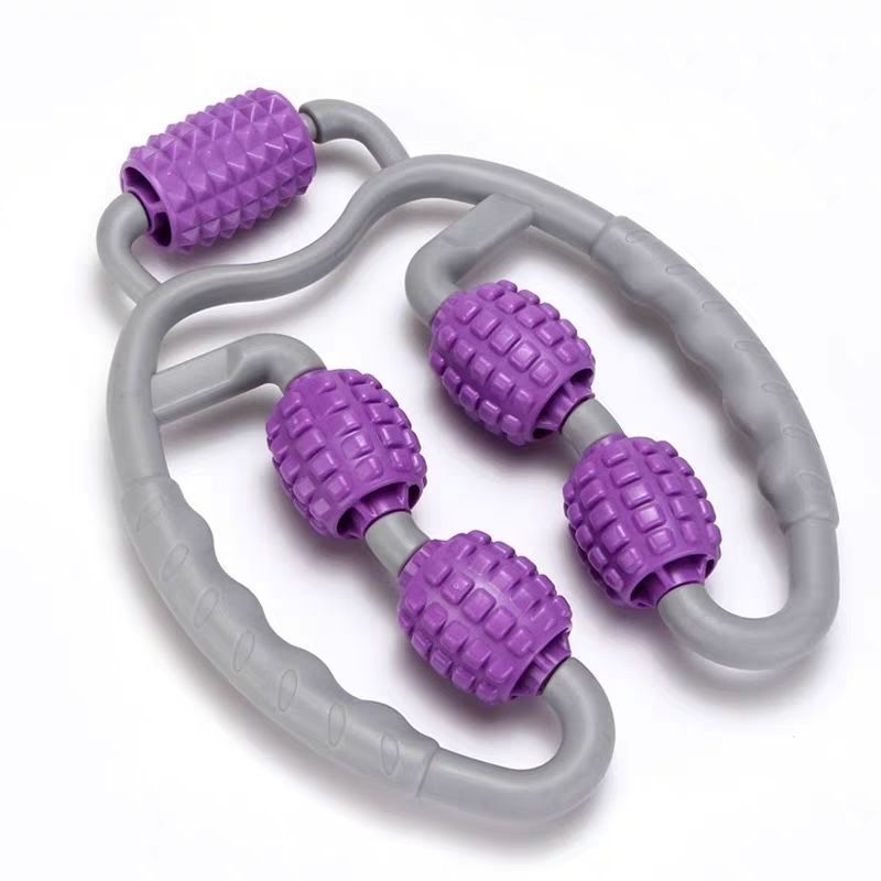 "U-Form Triggerpunkt Massage Roller - Ganzkörper Massagewerkzeug für Arme, Beine, Nacken - 4-Rad Fitnessgerät für Sport, Tanz & Gesundheitsmassage"