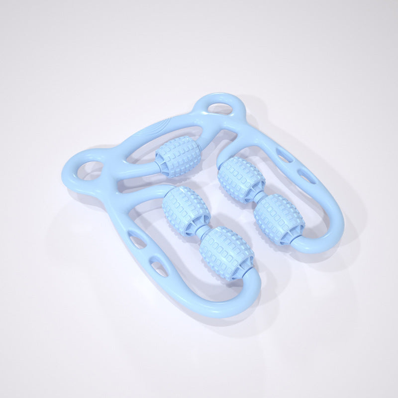 "U-Form Triggerpunkt Massage Roller - Ganzkörper Massagewerkzeug für Arme, Beine, Nacken - 4-Rad Fitnessgerät für Sport, Tanz & Gesundheitsmassage"