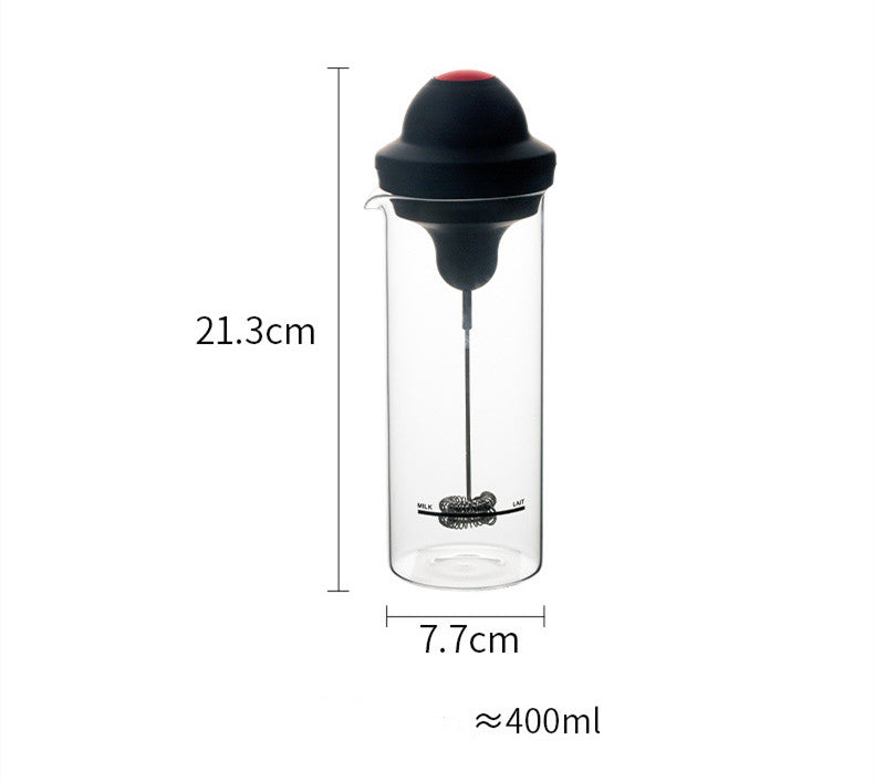 "Elektrischer Milchaufschäumer - Modern & Einfach - Aus bleifreiem Glas und Edelstahl - 50g Fassungsvermögen - Batteriebetrieben"