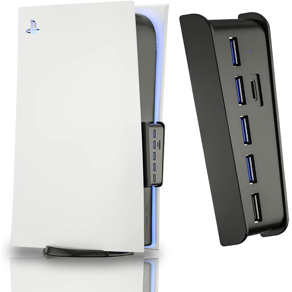 "PS5 Multi-Funktions-USB-Hub-Konverter: Hochgeschwindigkeits-Übertragung, ABS-Material, Weiß & Schwarz"
