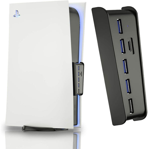 "PS5 Multi-Funktions-USB-Hub-Konverter: Hochgeschwindigkeits-Übertragung, ABS-Material, Weiß & Schwarz"