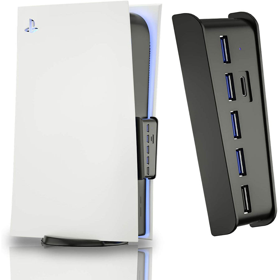 "PS5 Multi-Funktions-USB-Hub-Konverter: Hochgeschwindigkeits-Übertragung, ABS-Material, Weiß & Schwarz"