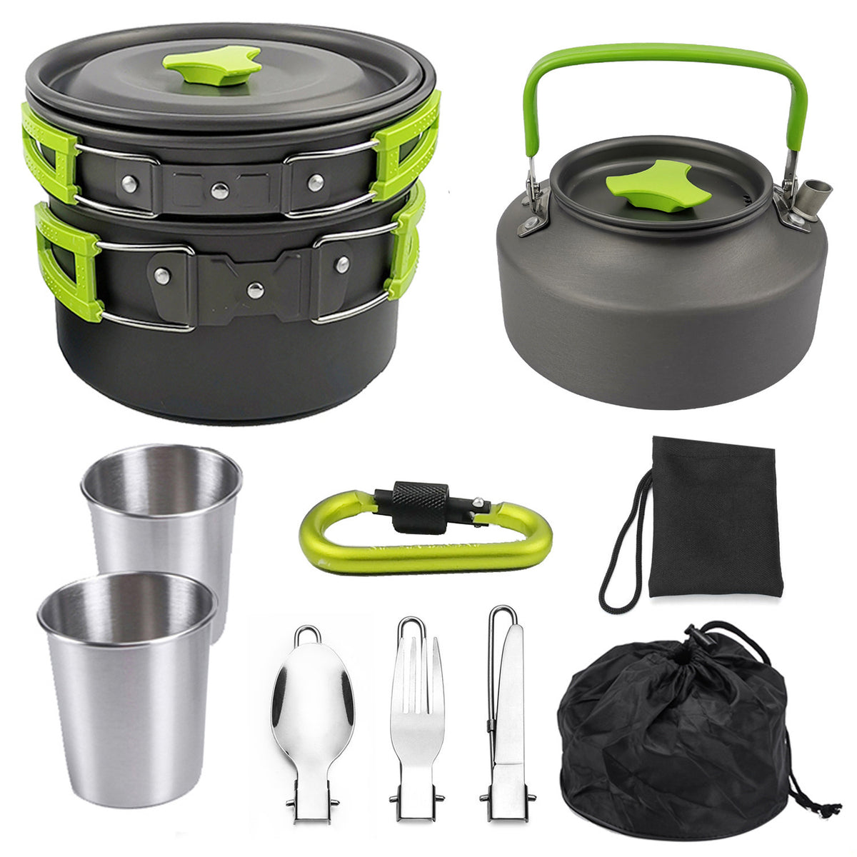 "Hochwertiges Outdoor Camping Kochset - Tragbar, Ultraleicht & Umweltfreundlich - Ideal für Wanderungen und Picknicks"