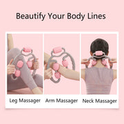"U-Form Triggerpunkt Massage Roller - Ganzkörper Massagewerkzeug für Arme, Beine, Nacken - 4-Rad Fitnessgerät für Sport, Tanz & Gesundheitsmassage"