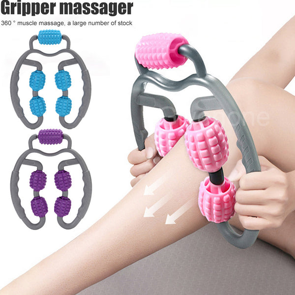 "U-Form Triggerpunkt Massage Roller - Ganzkörper Massagewerkzeug für Arme, Beine, Nacken - 4-Rad Fitnessgerät für Sport, Tanz & Gesundheitsmassage"